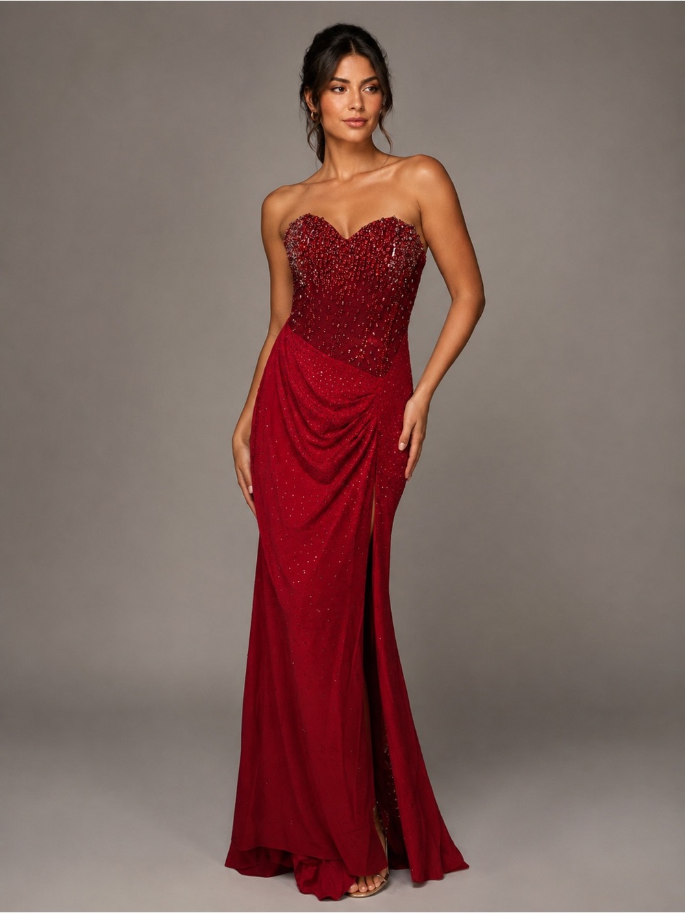 Portia & Scarlett Red Hot Stone Corset Gown Size 2 NWT Designer Sample